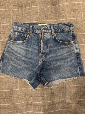 Reformation Classic High-Rise Blue Denim Cutoff Shorts